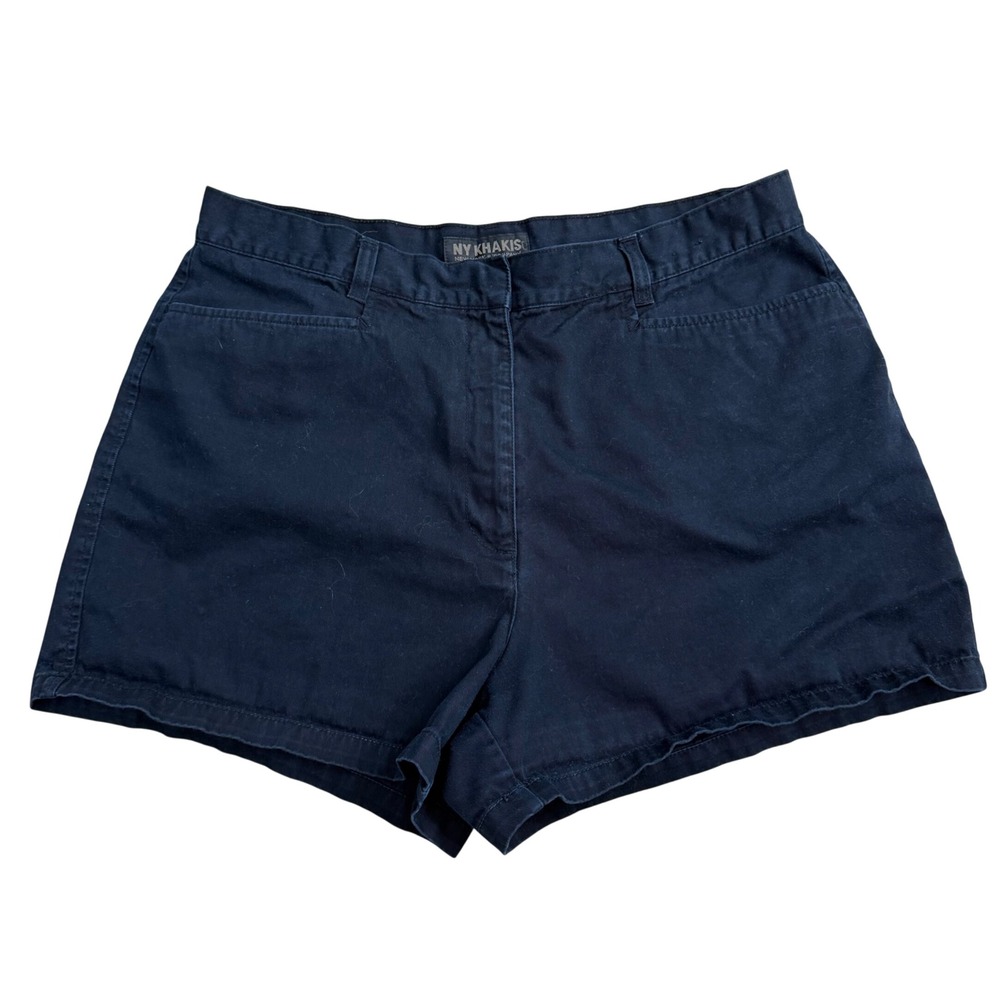 NY Khakis Cotton Twill Shorts Women Size 14 Navy